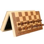 Magnetic Wooden Folding Chess Set With Game Board Interior For Storage Adult Kids Beginner Large 39cmx39cm - 4