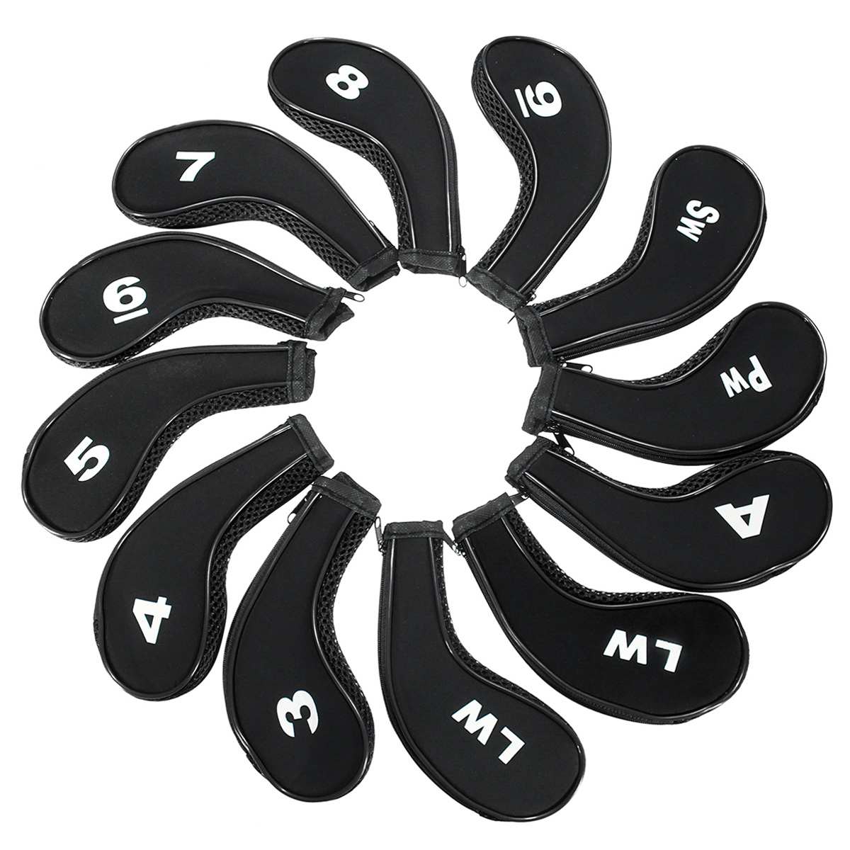 12piece Golf Club Iron Head Covers Set With Long Neck Zipper Closure And 4 Color Options - 5