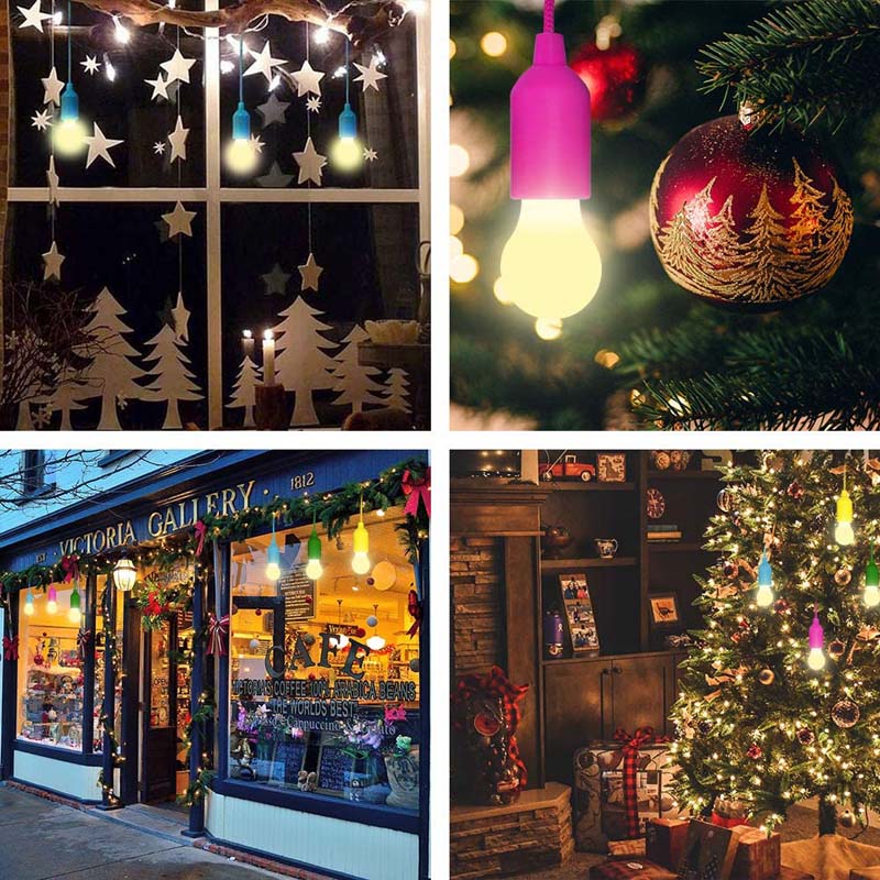 Led Hanging Light Bulb Battery Powered Colorful Pull Cord Bulbs Drop Lamps For Outdoors Camping Home Garage Patio And Tent - 6