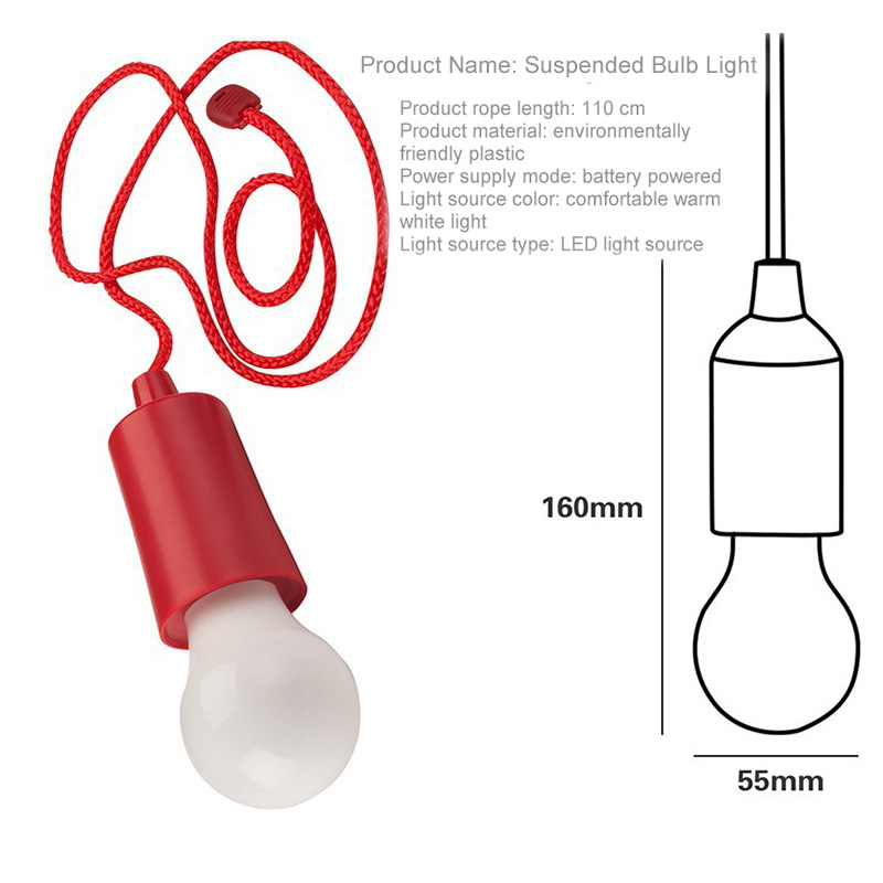 Led Hanging Light Bulb Battery Powered Colorful Pull Cord Bulbs Drop Lamps For Outdoors Camping Home Garage Patio And Tent - 4