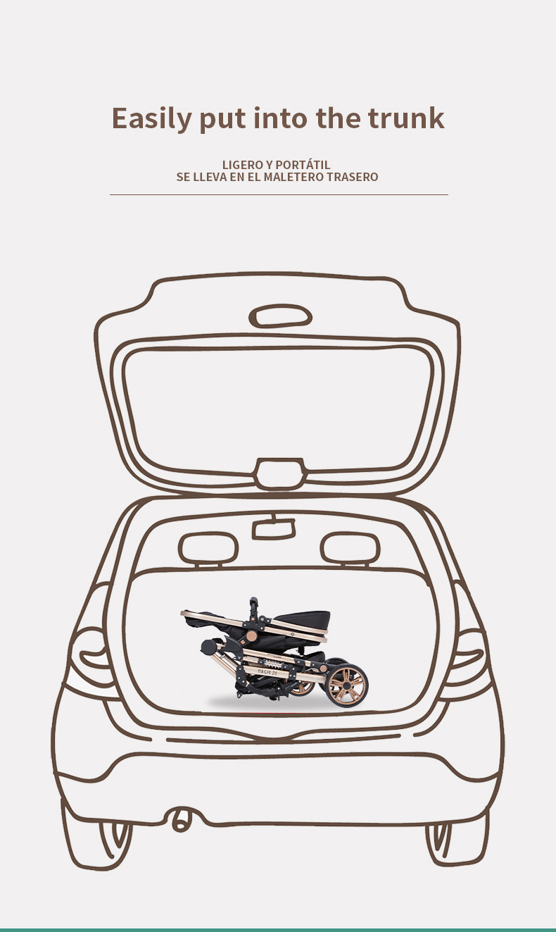 3in1 Lightweight Baby Stroller High Landscape Pram 036 Months Infant Carriage Trolley - 10