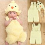 Newborn Hooded Romper Baby Photography Props Kids Knit Crochet Boy Infant Costume Button Clothes Minions - 6