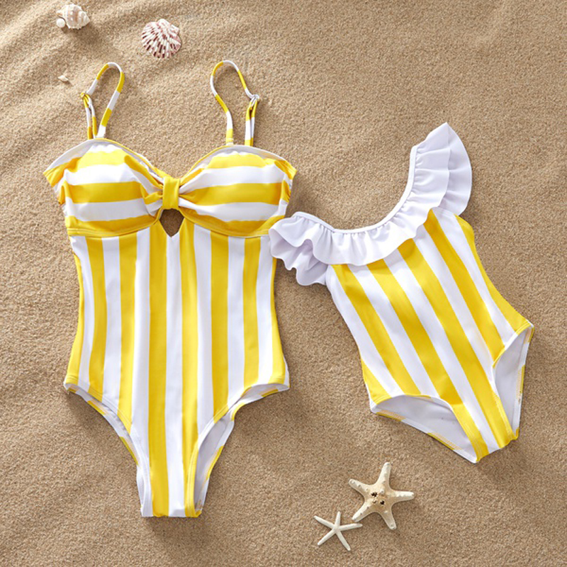 Family Matching Swimwear Palm Tree Print Motherdaughter Bikini Fatherson Swim Trunks Summer Beach Outfits - 44