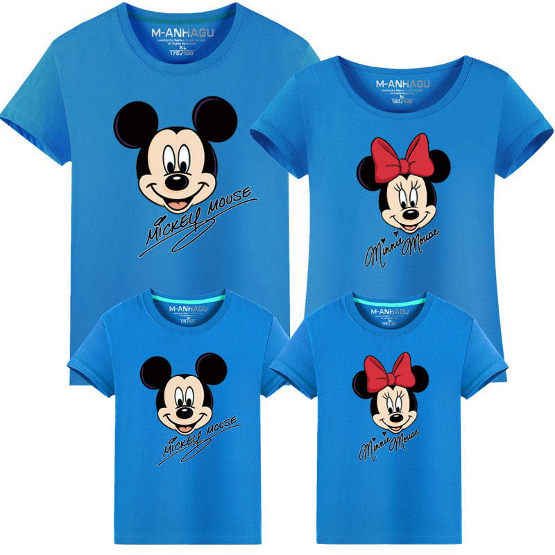 Summer Family Matching Outfits Mickey Minnie Mouse Tshirts For Mother Father Son Daughter Fashion - 3