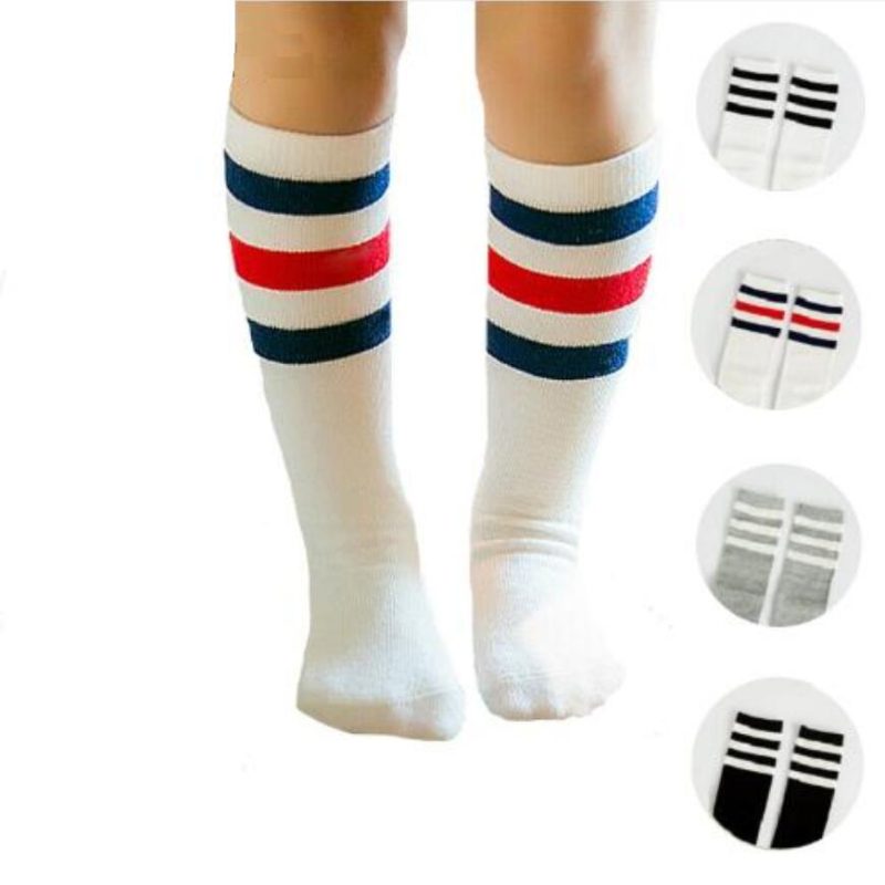0-6 Year Brand Stripes Sports Football Kids Socks Toddler Baby Cotton Knee High Long Warmers Cute Boy Girl Children