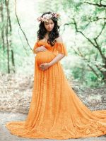 Elegant Lace Maternity Dress Photography Props Long Dresses Pregnant Women Clothes Fancy Pregnancy Photo Shoot - 5