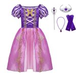 Little Girls Princess Rapunzel Cinderella Sleeping Beauty Belle Dress Up Costume With Accessories Kids Elsa Anna Jasmine Cosplay - 3
