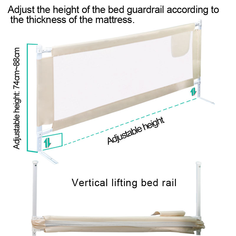 Adjustable Baby Playpen Bed Safety Rails Newborn Infant Crib Barrier Childrens Safety Fence Gate - 9