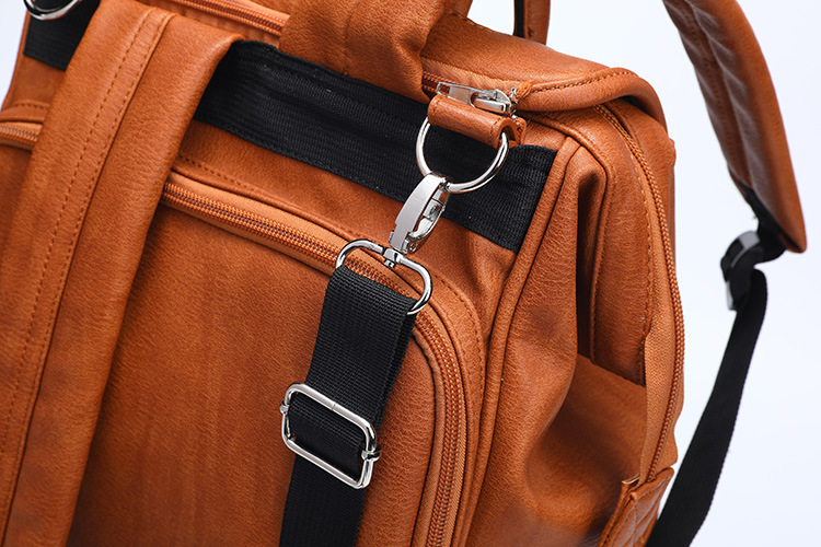 Unisex Pu Leather Baby Diaper Backpack Waterproof Maternity Bag With Stroller Straps And Changing Pad - 11