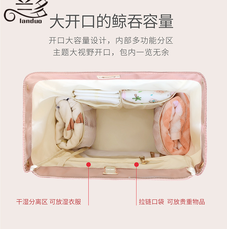 Large Capacity Mommy Diaper Travel Backpack With Antiloss Zipper Authentic Land Baby Nursing Bag Mpbj01 - 45