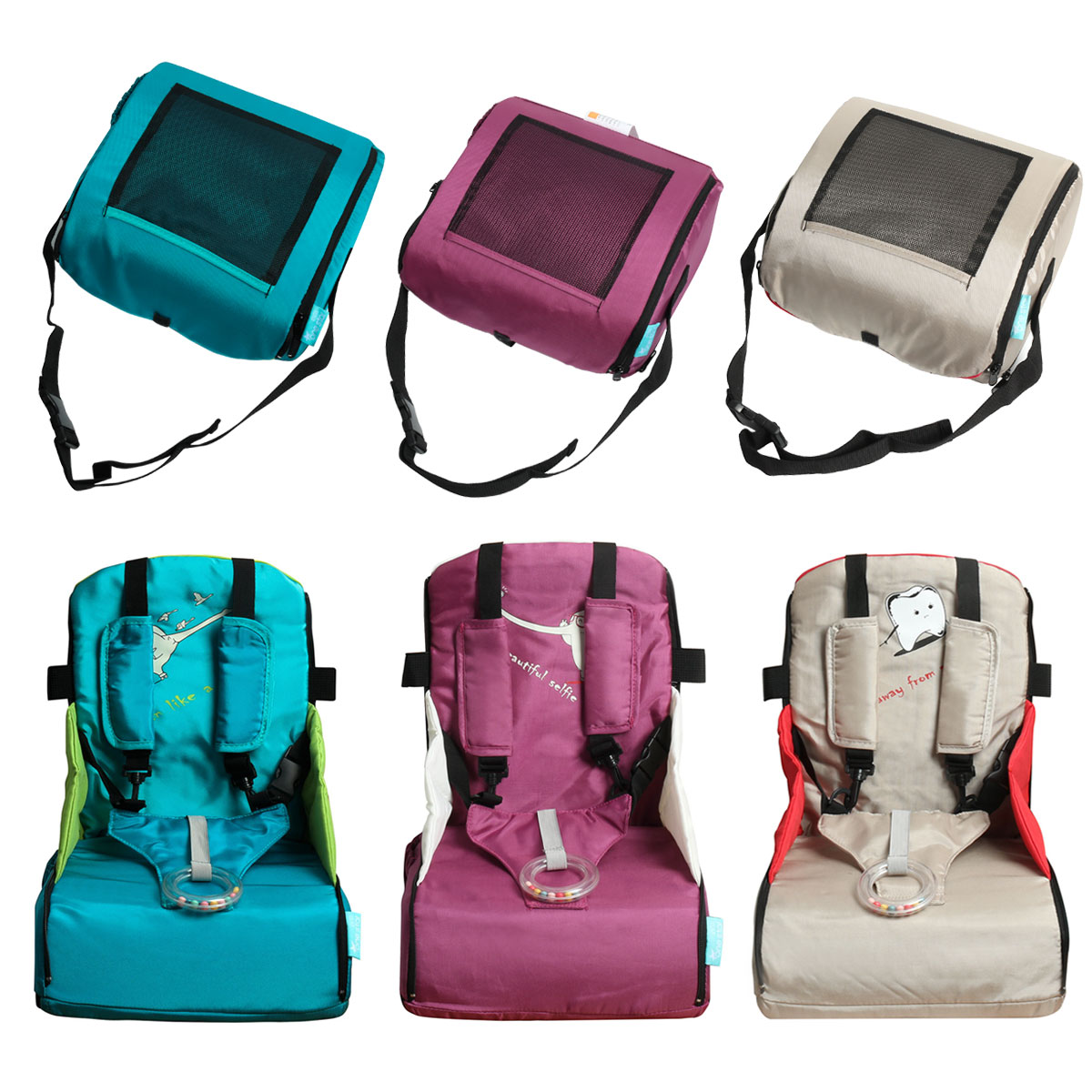 Newborn Portable Booster Seat Folding Travel Dining Chair Baby Safety Diaper Bag With Nursing Feeding Features - 1