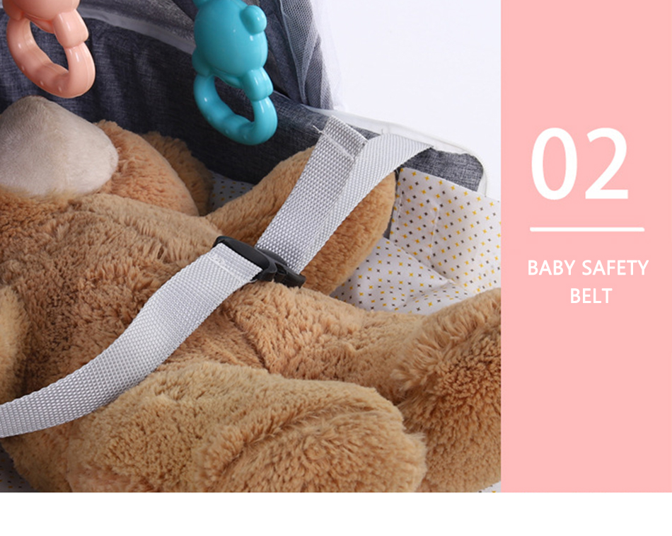 Portable Foldable Newborn Baby Travel Bed With Toy Bar Multifunction Nest Cot Mosquito Net Included - 13