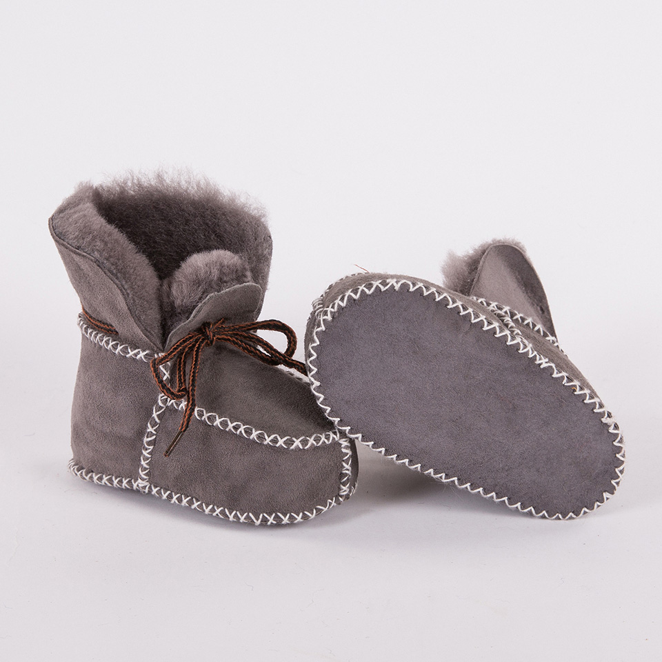 Genuine Leather Baby Moccasins Plush Sheepskin Booties Toddler Girls Winter Warm Fur Boots - 17