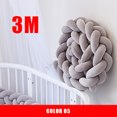 Braided Knot Crib Bumper Cushion 3m Long Mixed Colours Baby Bed Bolster For Kids Nursery Decor - 11