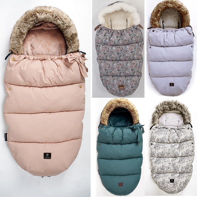 Waterproof Baby Sleeping Bag With Faux Fur Collar Stroller Footmuff Sleepsack For Warmth Comfort - 7