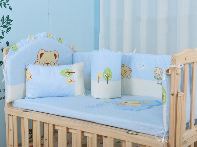 5piece 100 Cotton Comfortable Newborn Baby Bedding Set Washable Crib Bumper With Cute Cartoon Animation - 9