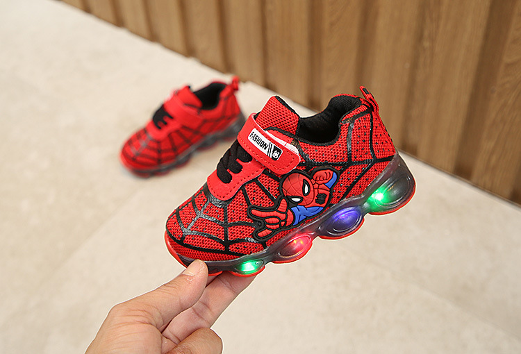 Spiderman Led Lightup Kids Sneakers Breathable Mesh Sports Shoes For Boys And Girls - 13