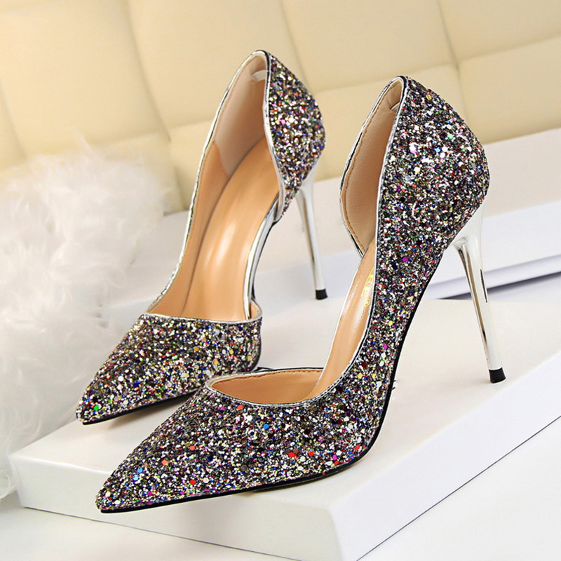 Elegant Womens Gradient Sequin Stiletto Pumps Sexy Gold High Heels For Weddings And Special Occasions - 6