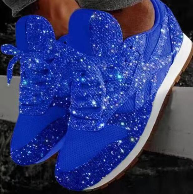 Womens Casual Slipon Rhinestone Crystal Platform Sneakers Comfortable Flat Shoes For Everyday Wear - 3