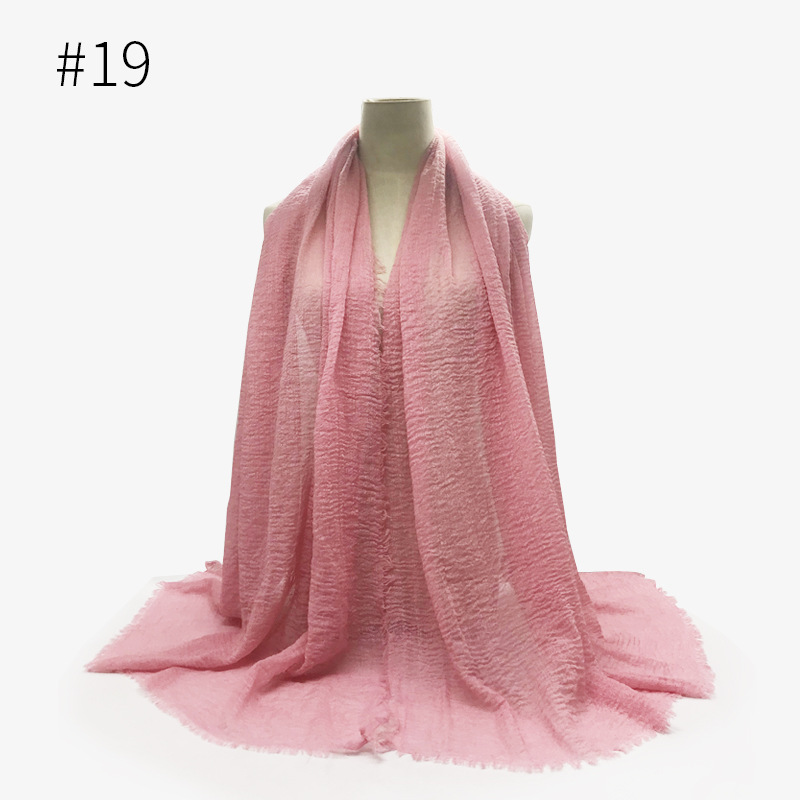 Soft Cotton Muslim Hijab Scarf Classic Crinkle Turban Shawl Headband 180x95cm - 115