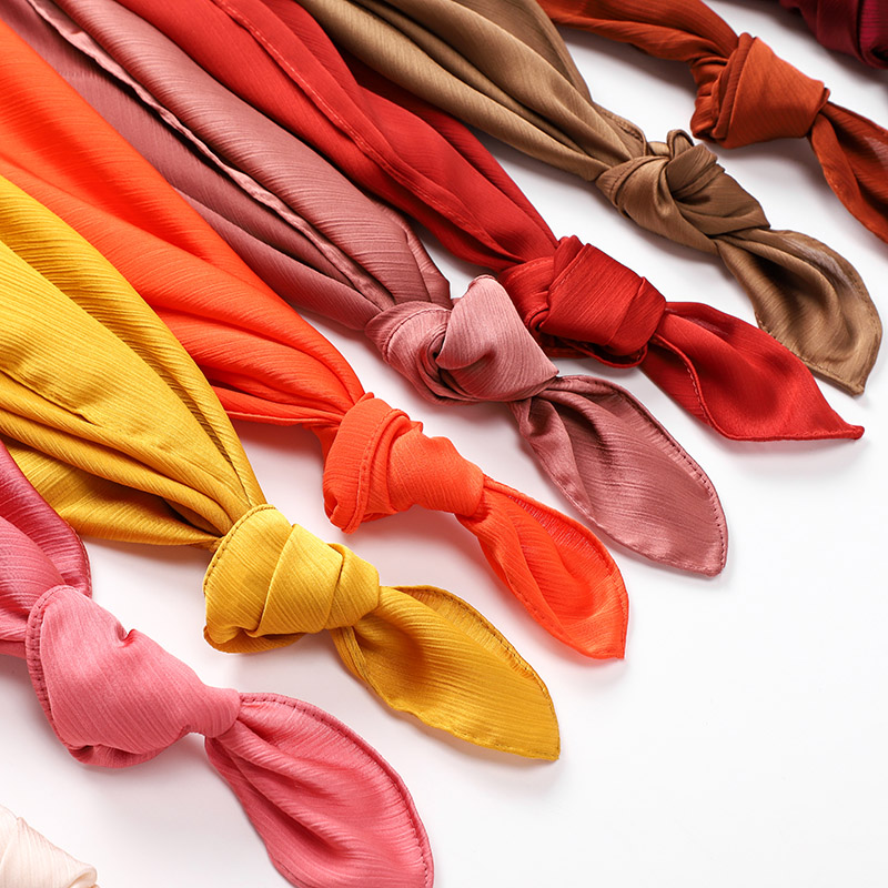 Elegant Solid Color Silk Hijabs Muslim Headscarf Islamic Turban Shawls - 40