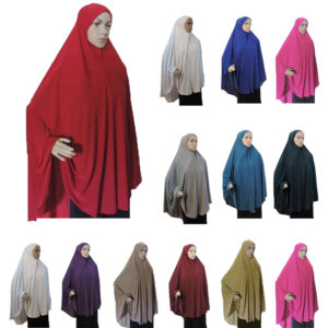 Long Khimar Hijab Islamic Prayer Shawl Muslim Womens Ramadan Chest Cover - 1