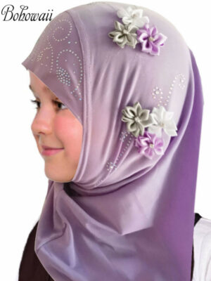Bohowaii Readytowear Kids Islamic Hijab Jersey Turban Flower Design 27y - 1