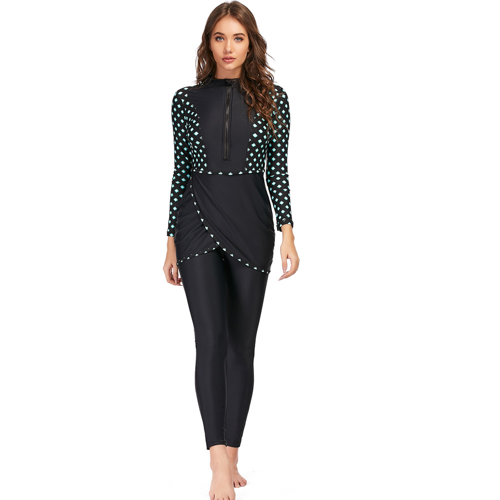 Modest Islamic Swimwear Womens 3pcs Hijab Sport Burkinis With Long Sleeves - 26