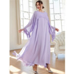 Elegant Muslim Womens 2piece Mesh Tassel Maxi Abaya Set For Parties - 1
