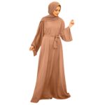 Elegant Dubai Abaya Long Dress With Hijab And Sash Muslim Womens Fashion - 2