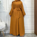 Womens Satin Polyester Abaya Set Islamic Dubai Fashion Adult Casual - 3