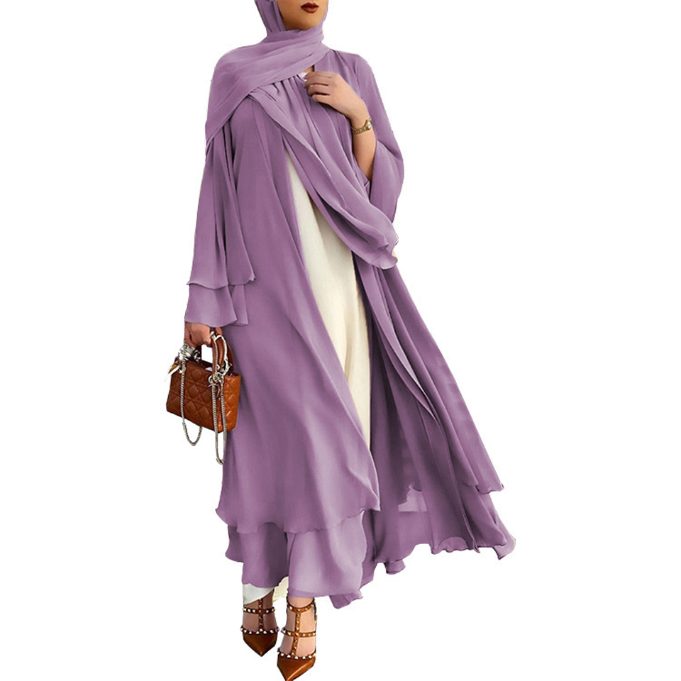 Deluxe Open Abaya Kaftan For Women Ramadan Eid Muslim Fashion Dress - 17