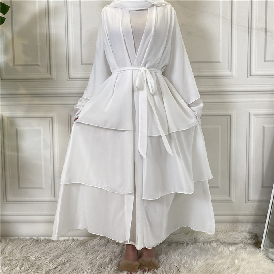 Luxury Chiffon Kaftan Abaya Dubai Style Muslim Womens Robe - 16