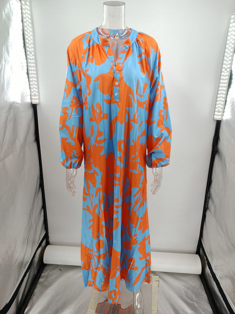 Womens Boho Print Maxi Dress Sexy Vneck Summer Beach Coverup - 27
