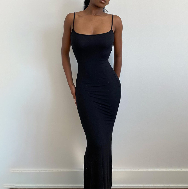 Summer Womens Black Bodycon Maxi Dress Y2k Sleeveless Trumpet Style - 12