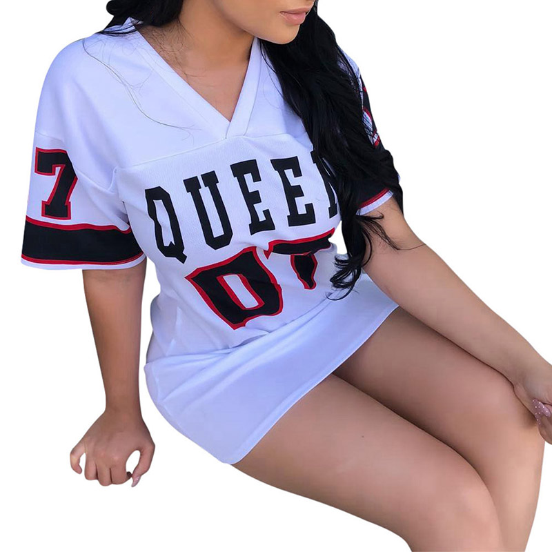 Womens Hip Hop Queen Printed Vneck Mini Tshirt Dress - 11