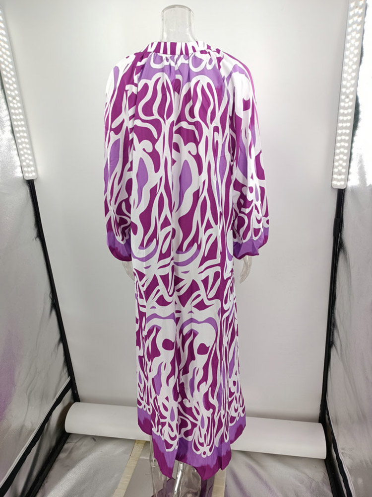 Boho Print Maxi Dress Sexy Elegant Womens Summer Beach Coverup - 43