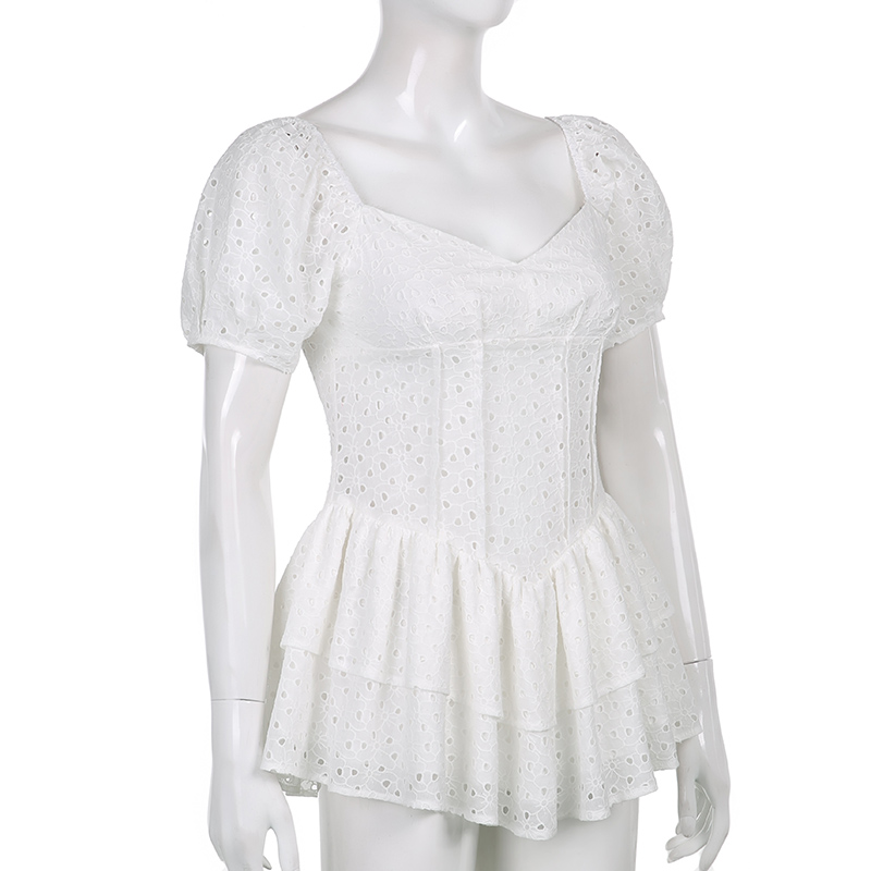 Darlingaga Chic Black Puff Sleeve Summer Dress With Vintage Corset - 34