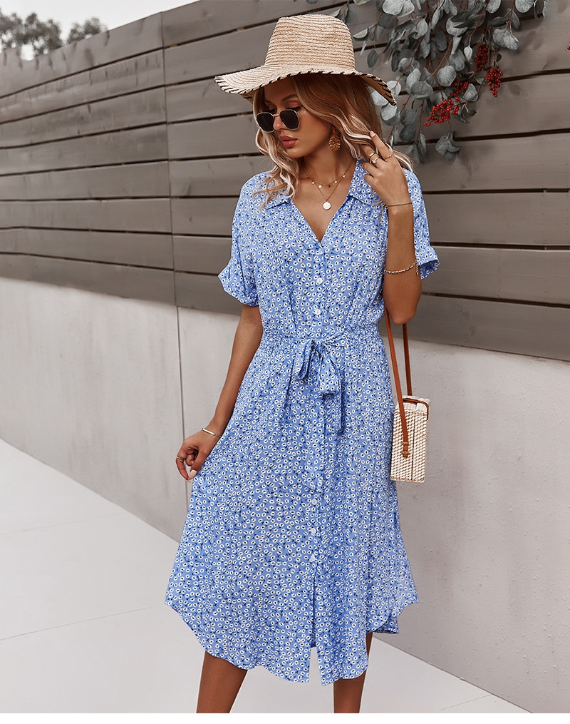 Summer Womens Floral Midi Dress Chic Boho Vneck Beachwear - 22
