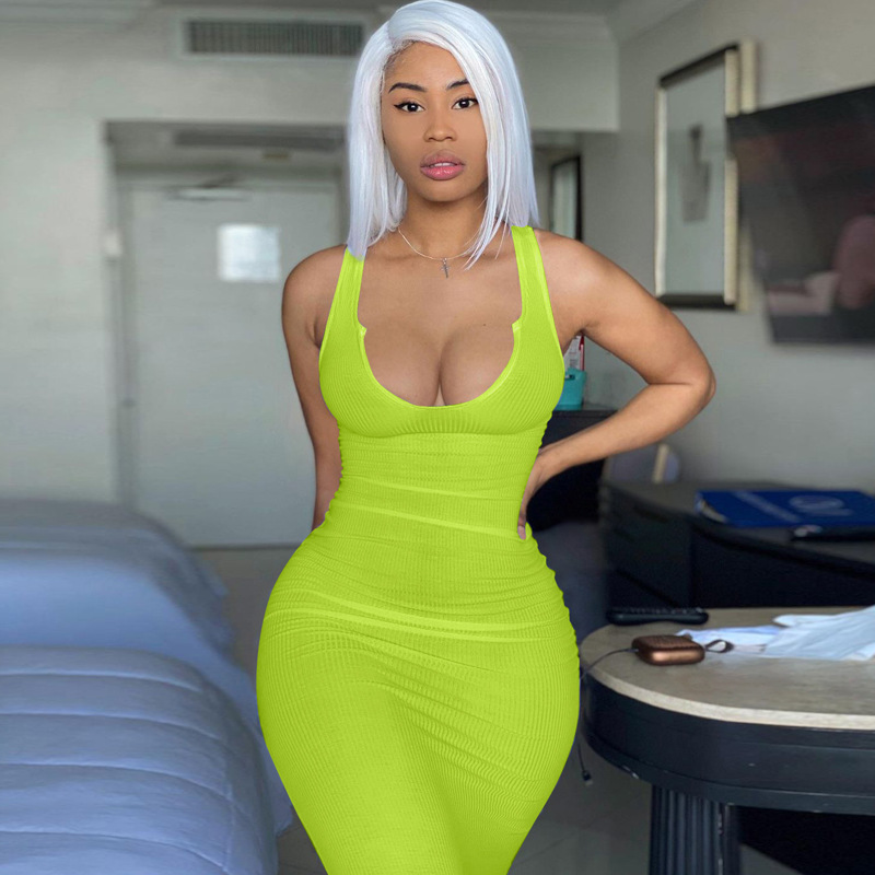 Womens Bodycon Sundress Sexy Ribbed Sleeveless Summer Dress In Vibrant Colors - 11