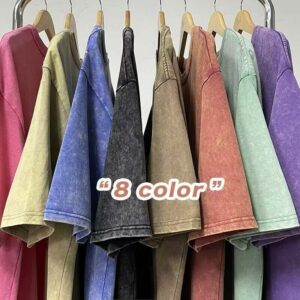 Vintage Acid Wash Womens Tshirt Soft Loose Streetwear Luxury Top - 1