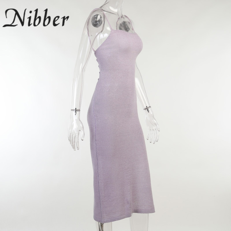 Nibber Womens Slim Fit Knitted Suspender Dress With Slit Design - 12