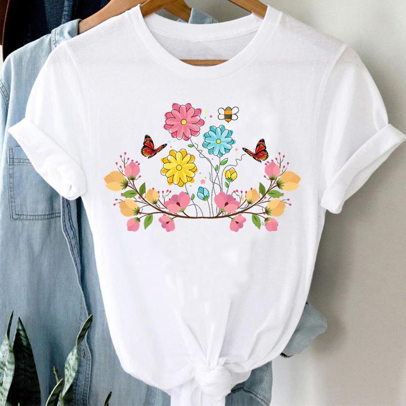Womens Summer Beach Graphic Tee Casual Cartoon Plant Print Tshirt - 20