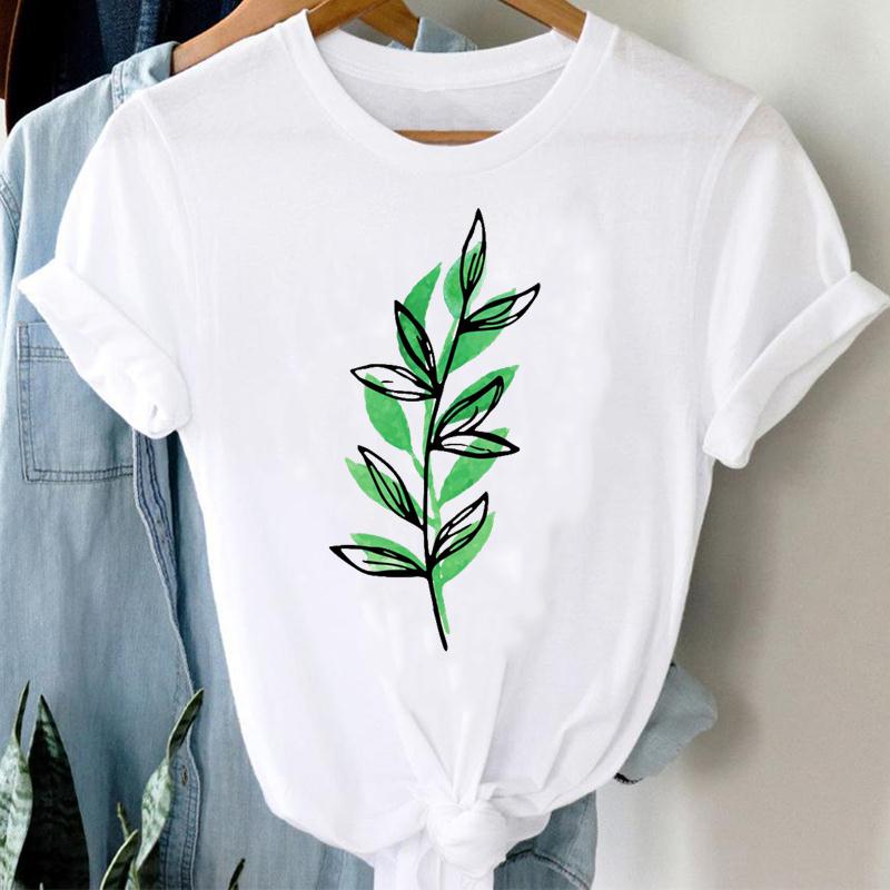 Womens Summer Beach Graphic Tee Casual Cartoon Plant Print Tshirt - 30