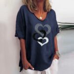 Womens Summer Vneck Tshirt Casual Loose Streetwear Harajuku Pullover Tee - 1