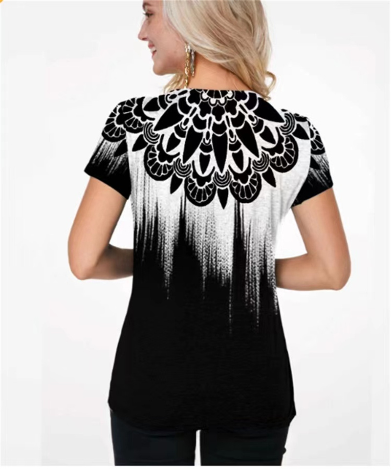 Womens 3d Printed Gradient Harajuku Summer Tshirt Oversized Short Sleeve - 11