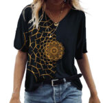 Summer Black Vneck Vintage Tshirt For Women 5xl Casual Printed - 6
