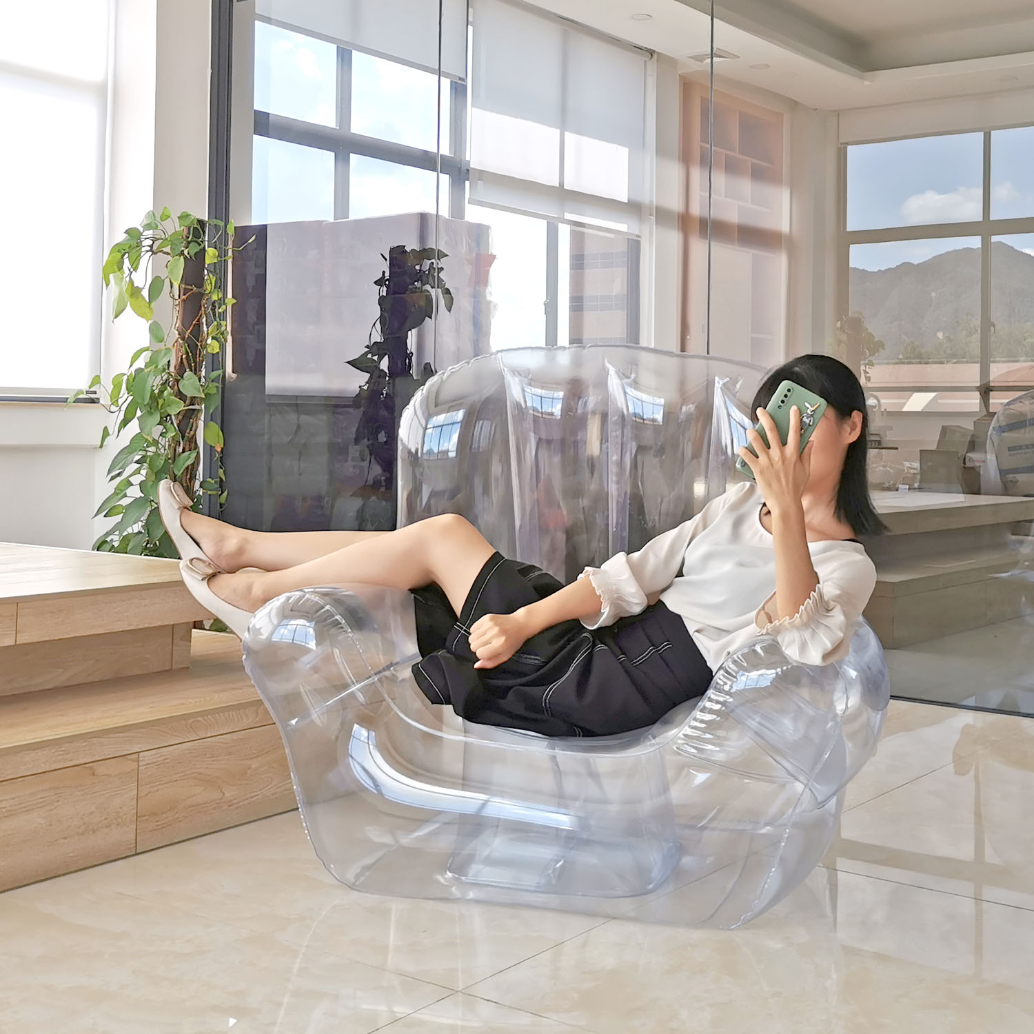 Modern Nordic Style Single Inflatable Sofa Armchair With - 18