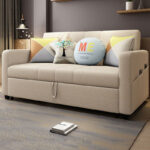 Modern Convertible Linen Hemp Sectional Sofa Bed Ergonomic Sleeper Chair - 1