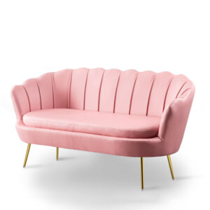 Minimalist Pink Designer Loveseat Sofa With Scratch Protector Living Room Furniture - 1